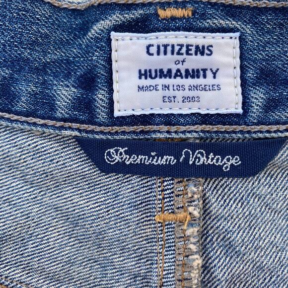 New Citizens Of Humanity Cutoff Hem Green Point Jean Denim Mini Skirt Size 27 - Picture 8 of 13